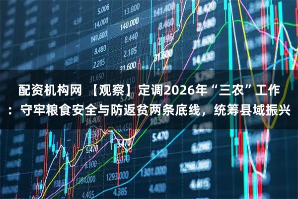配资机构网 【观察】定调2026年“三农”工作：守牢粮食安全与防返贫两条底线，统筹县域振兴